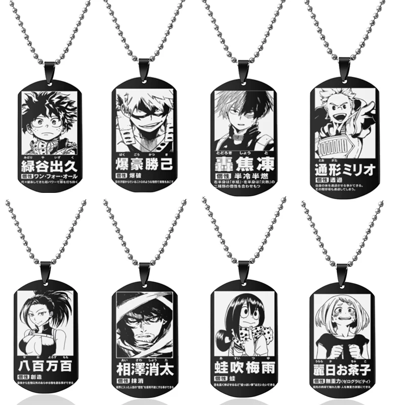 Furoshiki - 僕のヒーローアカデミア-子供向けのアニメ型ペンダント,長方形のネクタイ,ファンに最適,子供向けのステンレススチールペンダント