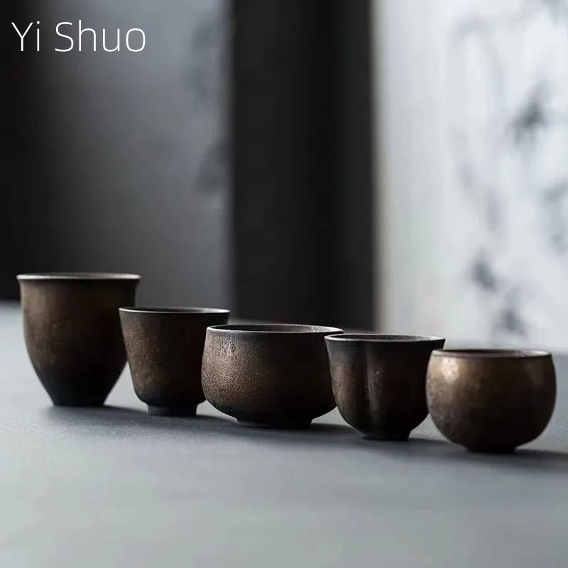 Japanese Pottery - セラミックカップレトロ金メッキ石器手作り茶試飲カップ日本窯焼き茶カップ茶器カップマスターカップ茶碗