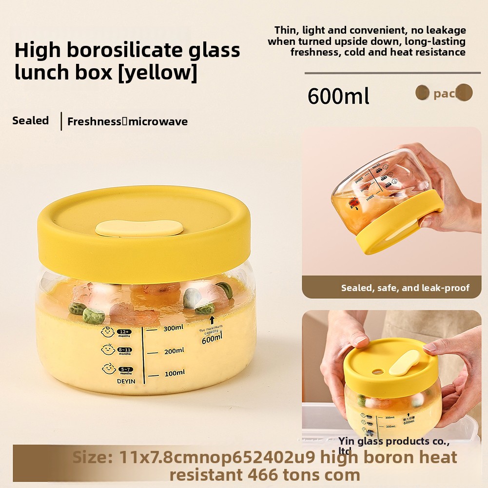 Bento Box - ガラス食品保存容器気密漏れ防止フードボウル弁当弁当箱電子レンジ食器洗い機対応ランチパッキングストレージ