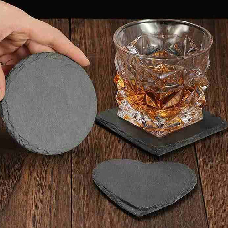 Japanese Tea - 1個入りテーブルコースター、和風、再利用可能なスレートストーン製ドリンクコースター、装飾的なキッチン用ティーカップマグ用耐熱ロックコースター