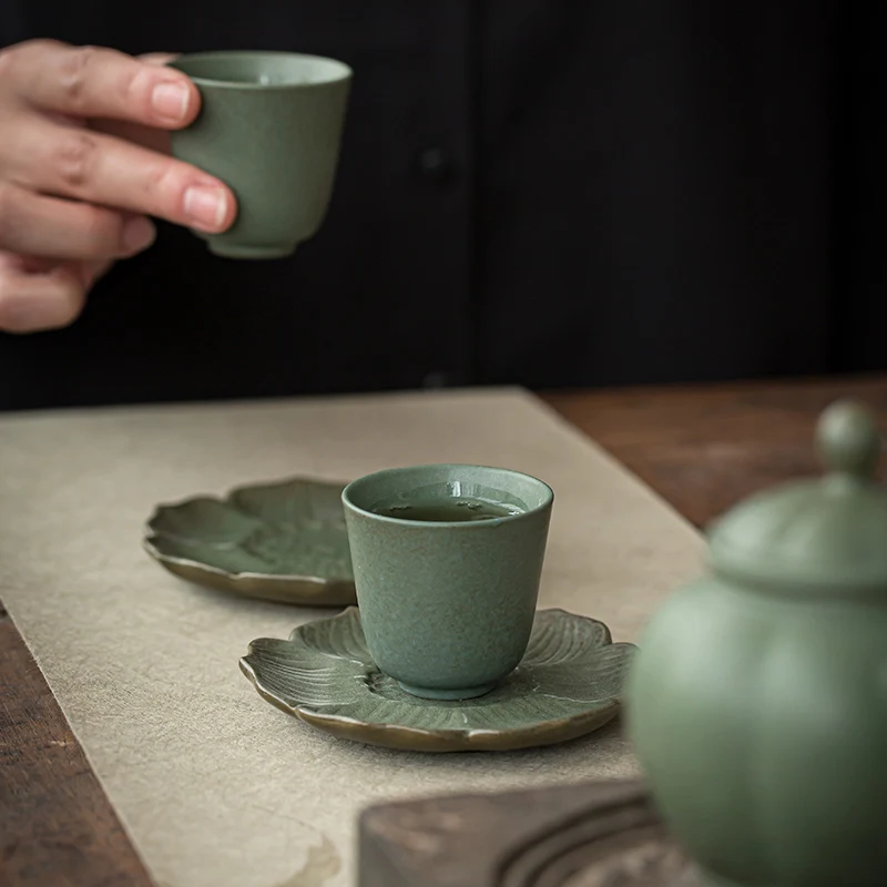 1 Pc 日本のグリーンセラミックティーカップ旅行瞑想カップ - Japanese Pottery のレビューと価格