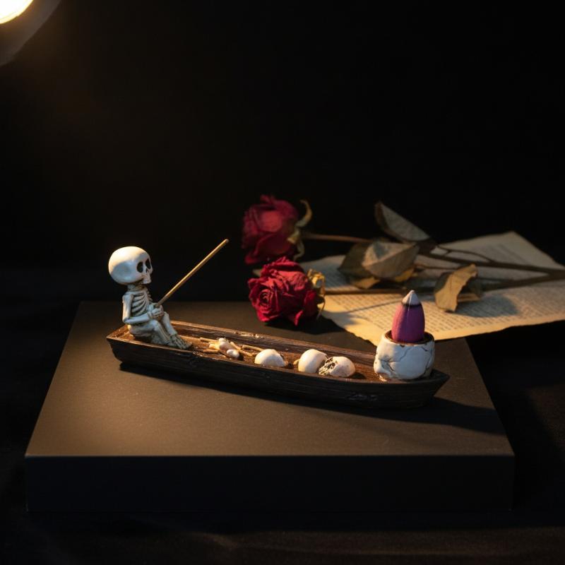 クリエイティブなデザインのドクロ型船型香立て。耐熱性があり、 - Incense Holder のレビューと価格