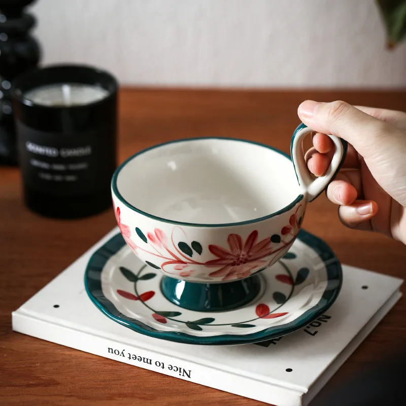 コーヒーカップ、花柄のティーカップ、手描きの釉薬彩の陶器製カ - Japanese Tea のレビューと価格