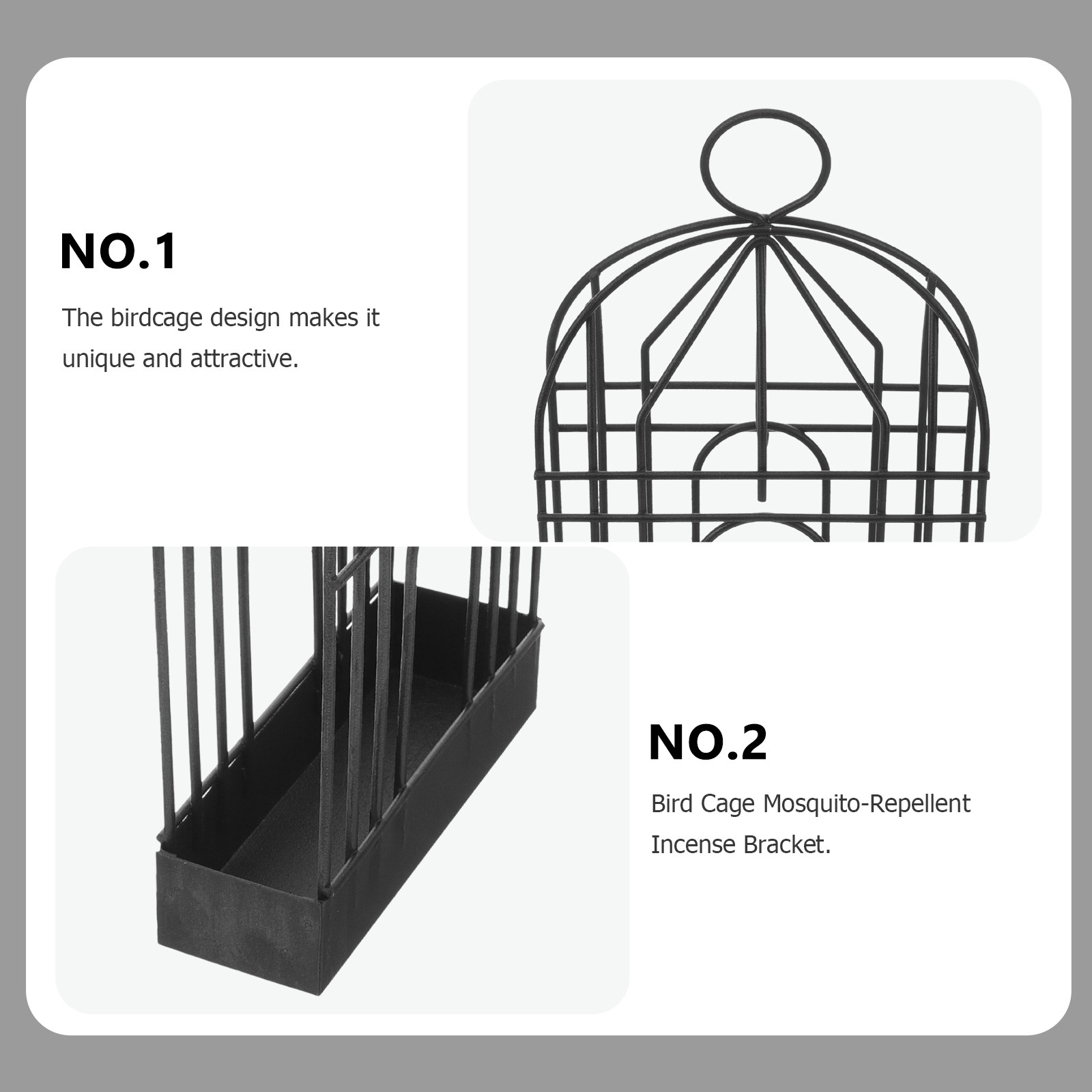 黒色のレトロ調アイアン製鳥かご型香炉。装飾的なスタンドとして - Incense Holder のレビューと価格