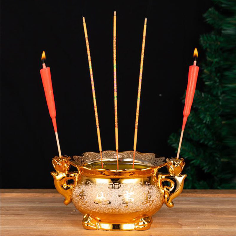 金色の陶器製香炉とキャンドルホルダー、家庭用祈祷、仏陀礼拝用 - Incense Holder のレビューと価格